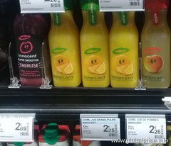Ready-made food in supermarkets in Paris, fresh juices